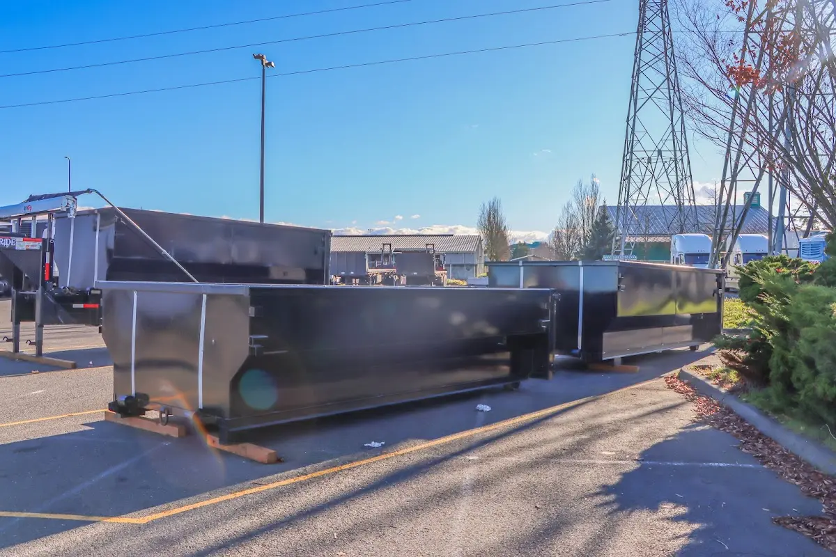 Roll-off dumpster ready for waste disposal at job site for Yard Waste Dumpster Rental in Parkville